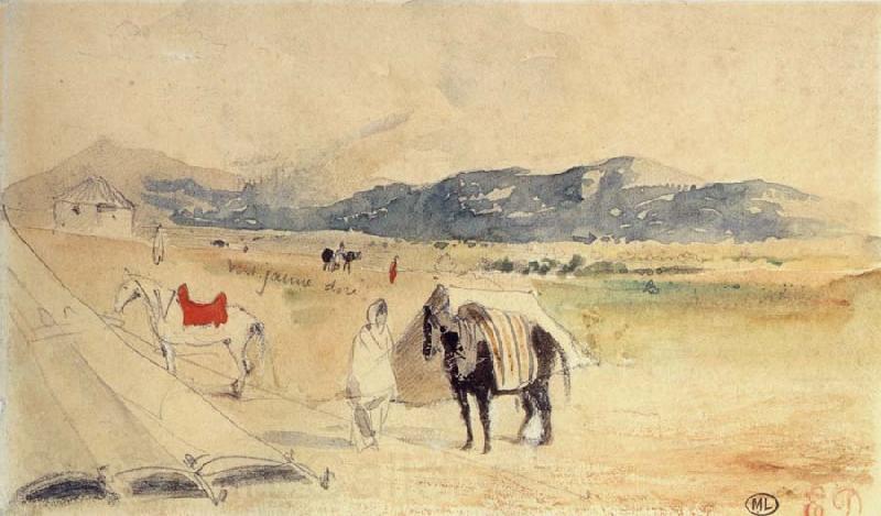 Eugene Delacroix Encampment in Morocco between Tangiers and Meknes